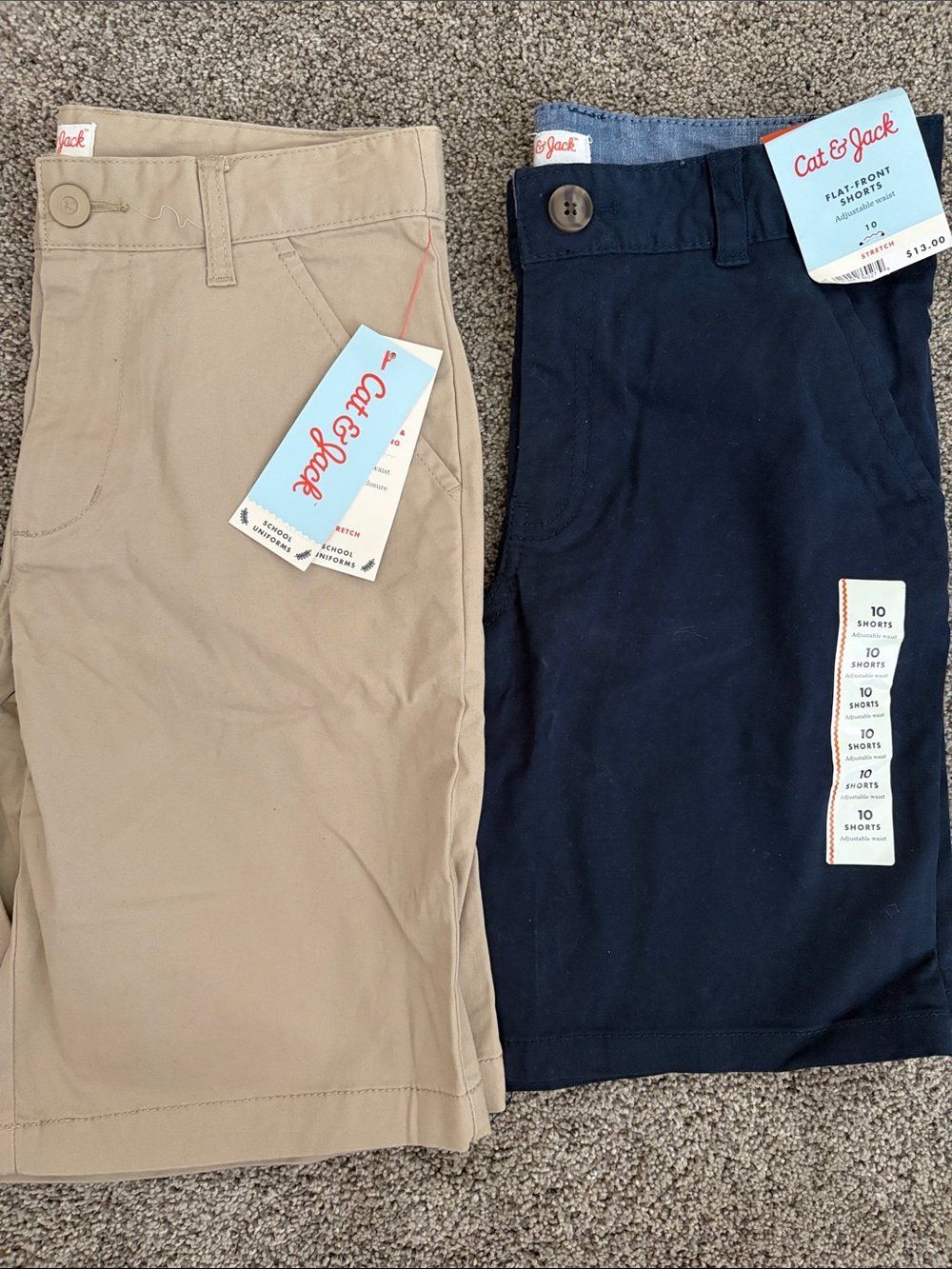 Cat & Jack Khaki and Navy Kids' Flat-Front Shorts